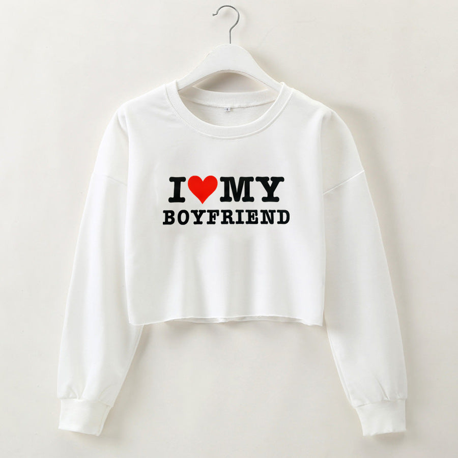 I Love My Boyfriend Crop Sweatshirt