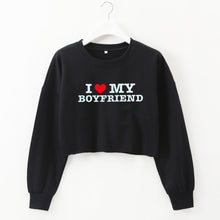 Load image into Gallery viewer, I Love My Boyfriend Crop Sweatshirt
